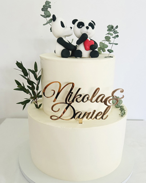 Tort ślubny z pandami